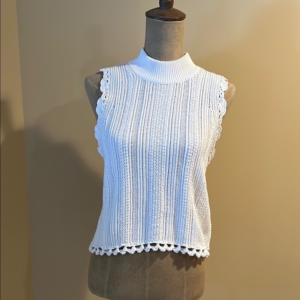 Rebecca Taylor White Knit Sleeveless Top
